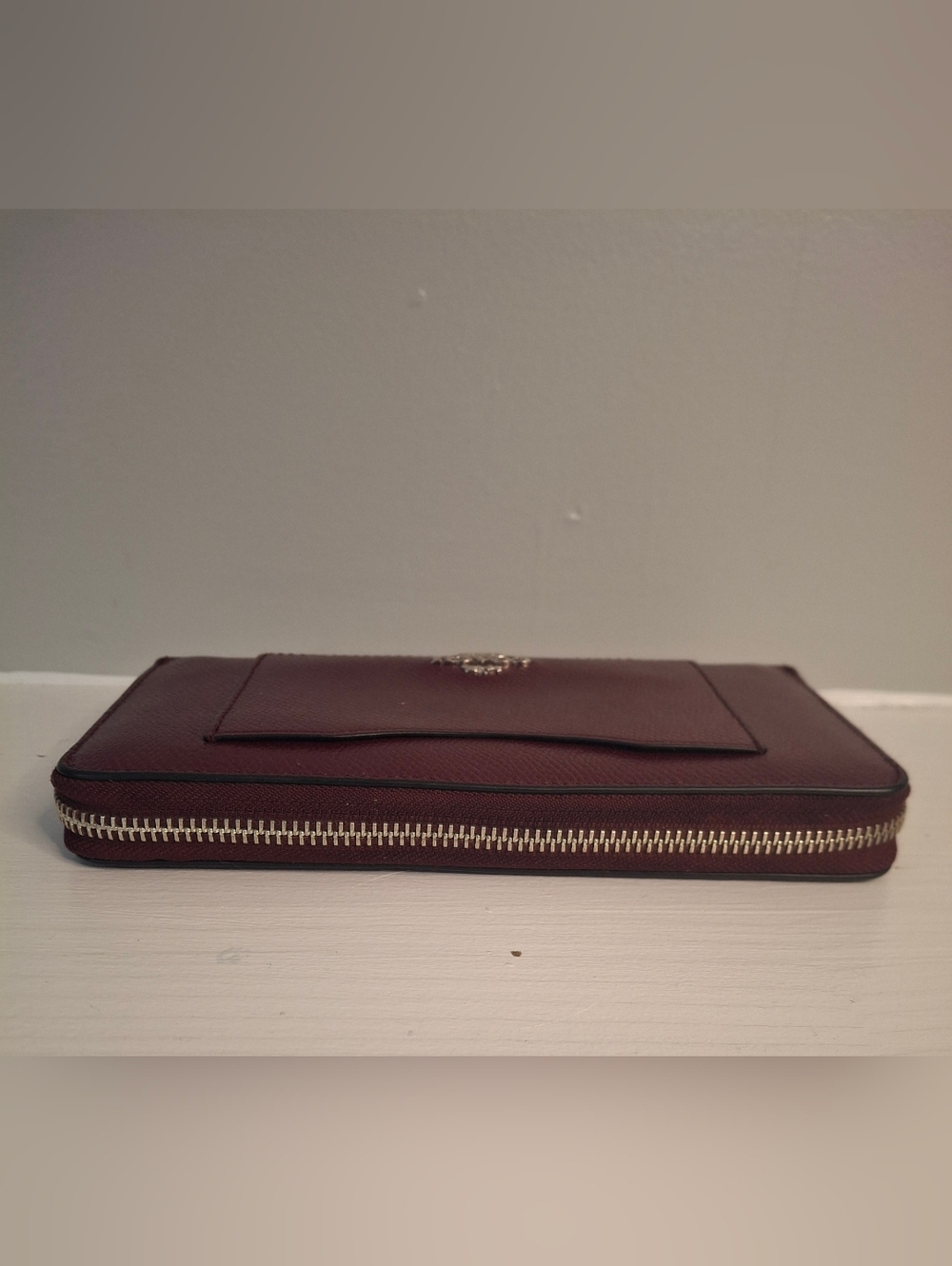 Coach Accordion Zip Wallet Burgundy Crossgrain Leather EUC - Picture 3 of 7